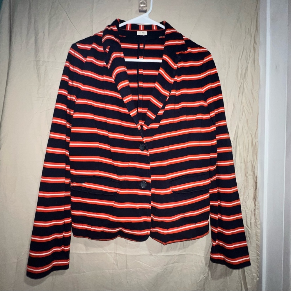 J.Crew Women’s Striped Black/Orange/White Blazer